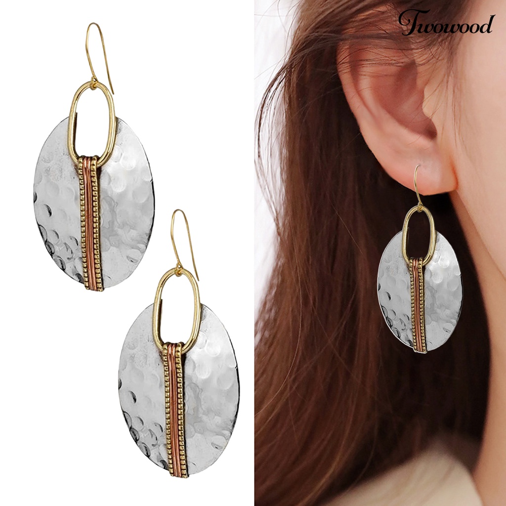 1 Pasang Anting Hook Bentuk Geometris Gaya Vintage Untuk Kencan