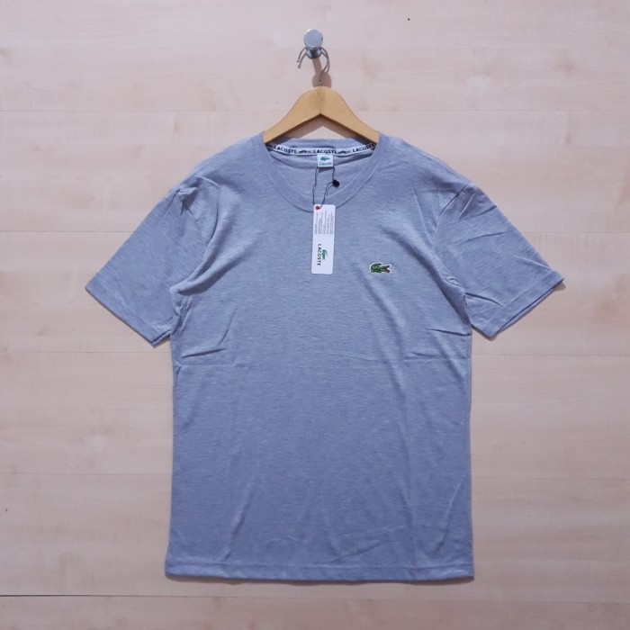 KAOS T SHIRT LACOSTE SMALL LOGO BORDIR TEE GREY - M