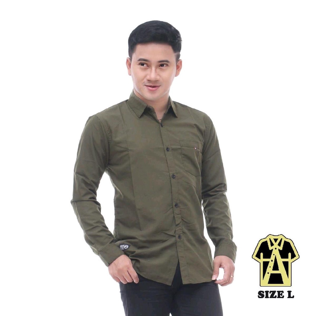 Warna Lengkap TERMURAH Kemeja Polos M L XL XXL XXXL Kerja Kantor Formal Lengan Panjang kemeja cowok polos lengan panjang slimfit hem pria kantor hitam navy putih maron army