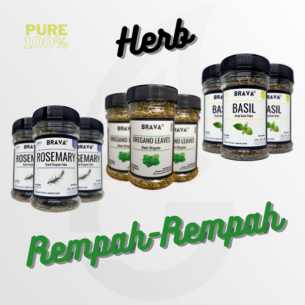 

BRAVA Rempah Original Oregano, Basil, Rosemary Daun Kering / Dried / Flake / Murni / Pure / Leaves