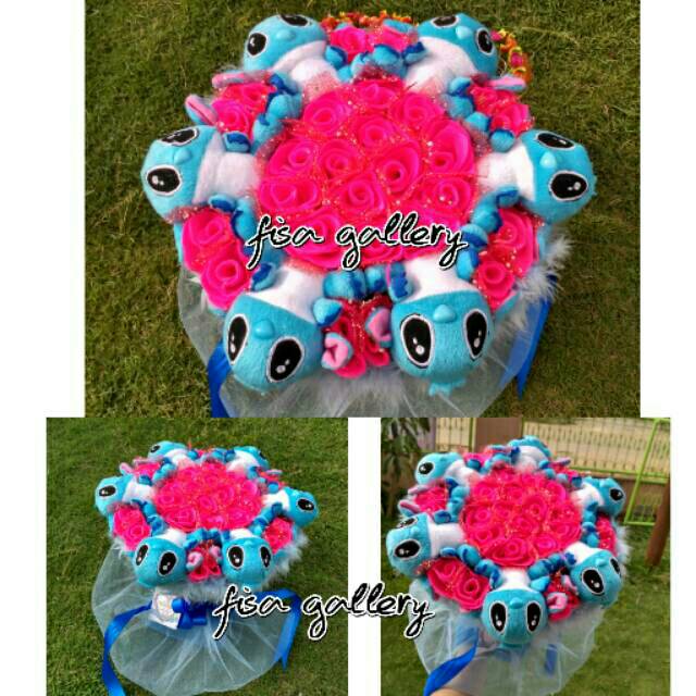 Bunga bucket karakter boneka stinch / stitch unik | Shopee Indonesia