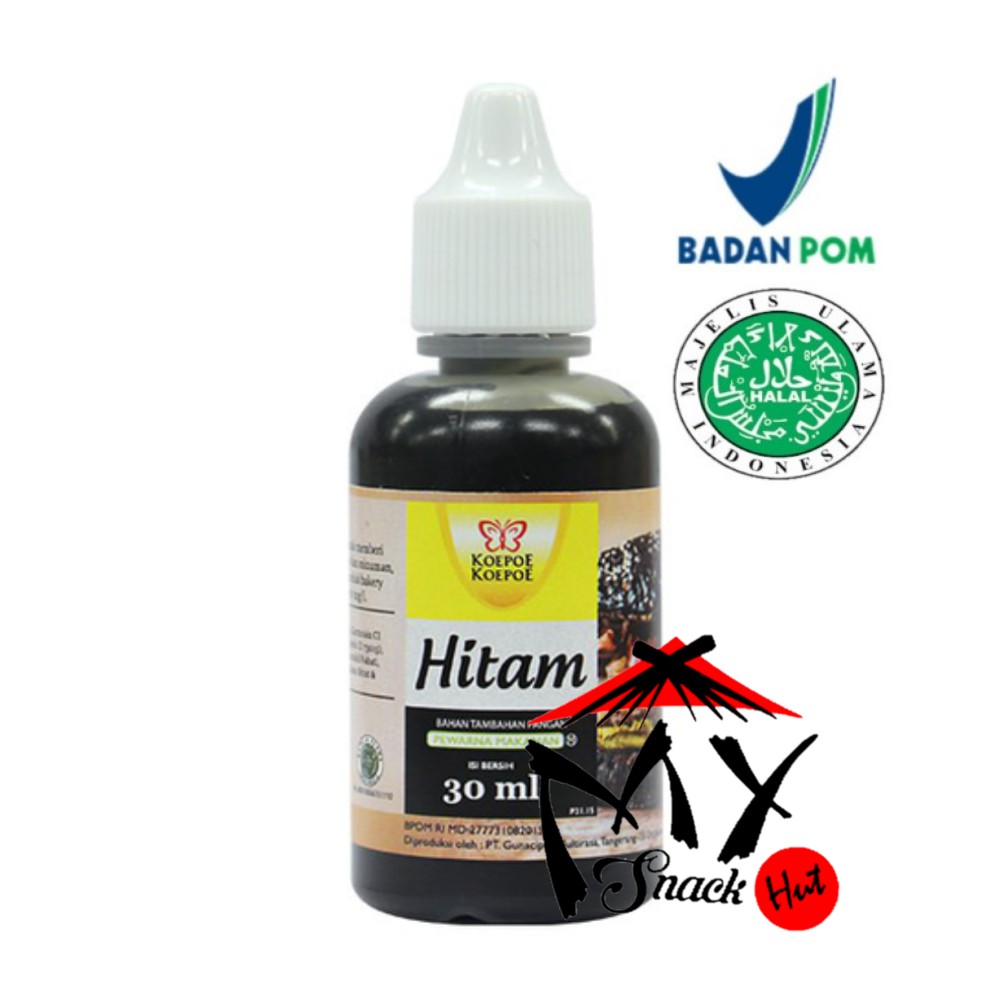 KOEPOE PEWARNA HITAM 30ML - KUPU SUMBO MAKANAN BLACK BURGER PIZZA FOOD COLOURING HALAL MUI