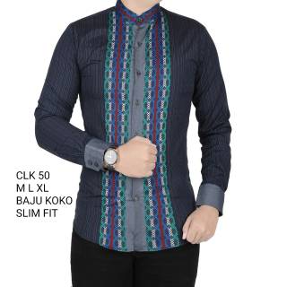  BAJU  KOKO  PRIA SLIM  FIT  LENGAN PANJANG WARNA PUTIH CLK07 