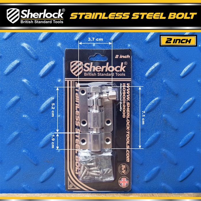 Grendel Slot Kunci Pintu Sherlock Stainless Steel 2 Inch