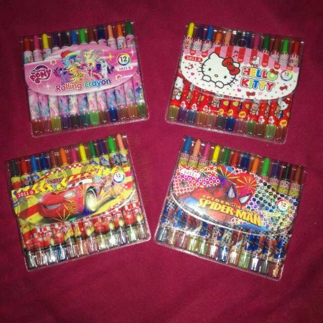 

Rolling crayon / Crayon putar murah fancy 12 warna pendek