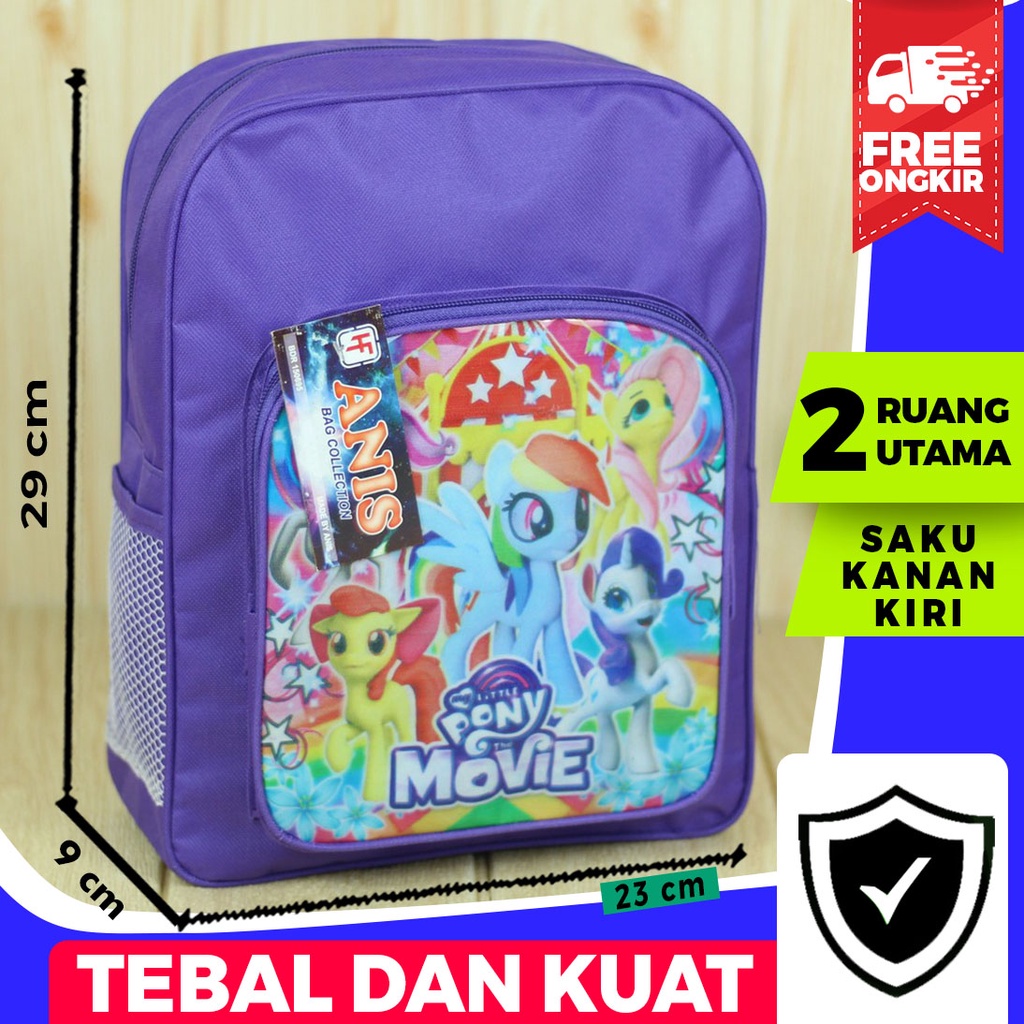 Tas Anak Pony Mini Ungu Ransel Karakter Lucu Tas Gendong Sekolah Cewek Perempuan Bahan Tebal Kuat