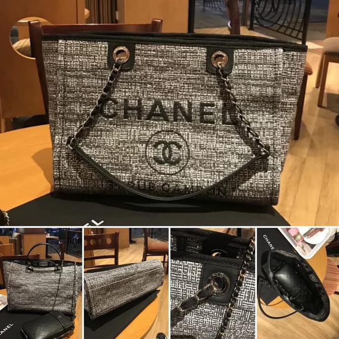 CHANEL Deauville Tote Bag 33 Cm Mirror Quality Tas Branded Wanita GREY