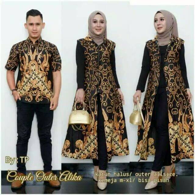 Batik couple outer alika busana muslimah sarimbit batik modern batik kemeja pria outer batik