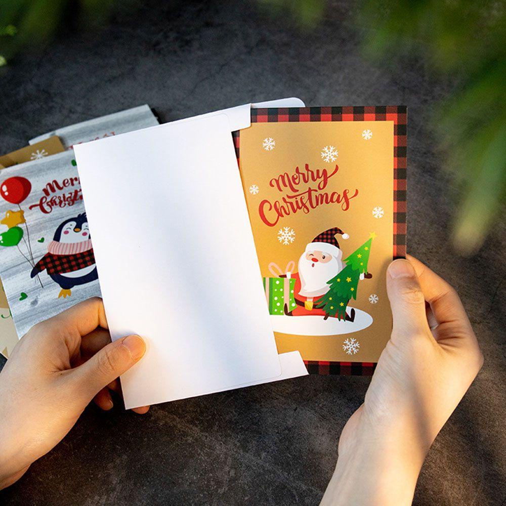 Solighter 6Pcs/Pack Kartu Natal Merry Christmas Handwritting Berkah Kagumi Kartu