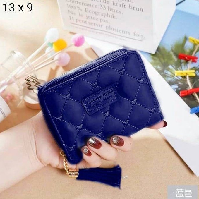 SPESIAL PROMO 7.7 - DOMPET WANITA LUCU ELEGAN BAHAN TAIGA UKURAN 19X9 WARNA HITAM COKLAT NAVY MAROON PINK