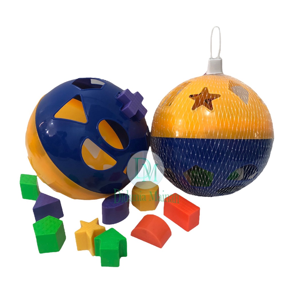 mainan edukasi anak puzzle ball bongkar pasang bola pintar balok shape sorter warna warni