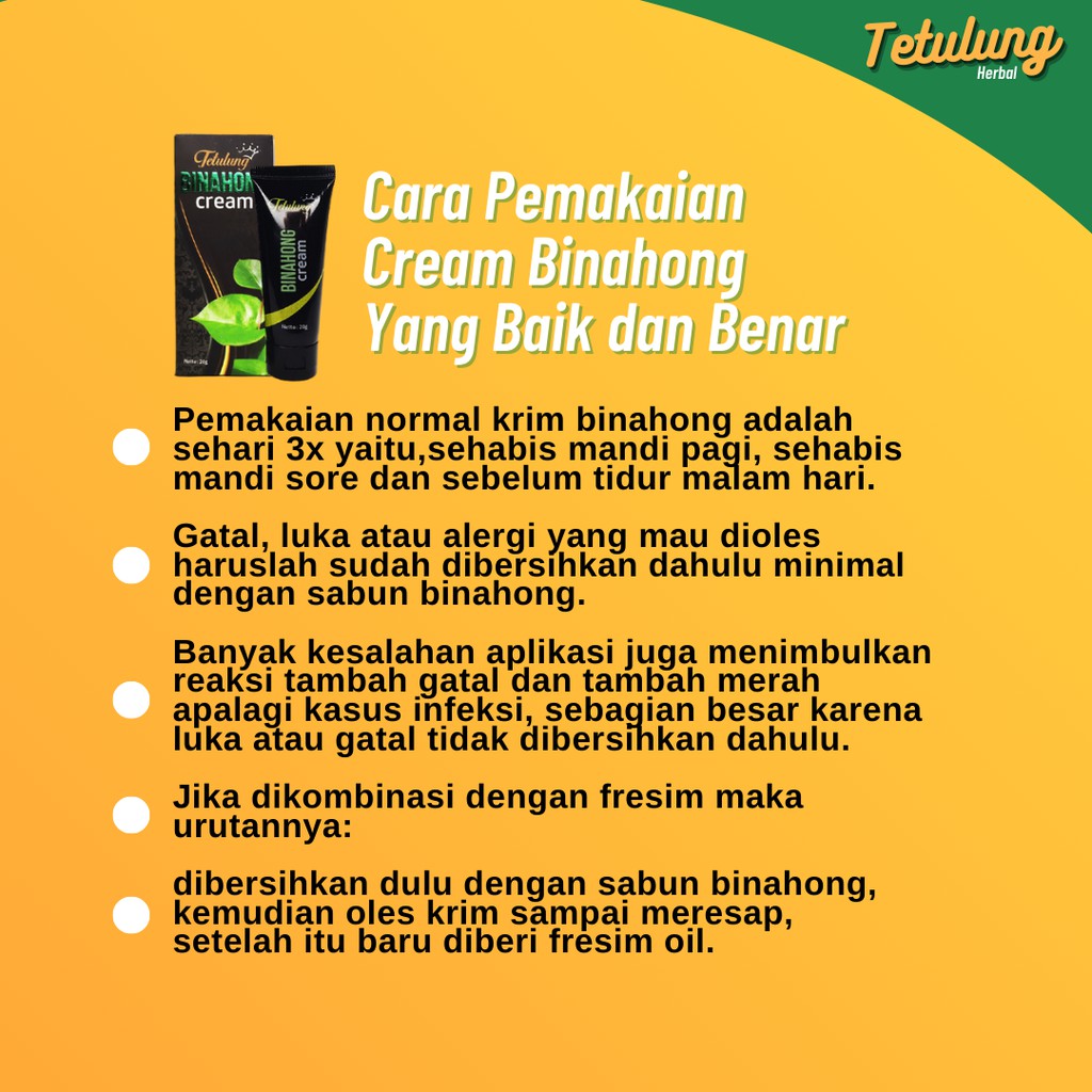 Binahong Cream Tetulung 20gr - Obat Salep Gatal Kulit, Kurap, Kutu Air, Herpes, Psoriasis, Cacar