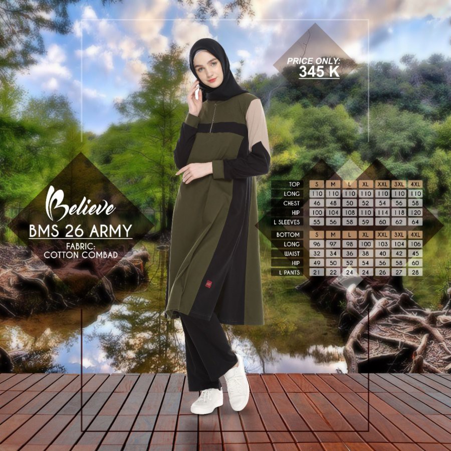 setelan baju olahraga wanita stelan baju olahraga muslimah BMS  26  ORI  ASLI g
