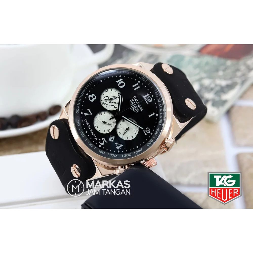 Jam Tangan Pria Tagheuer Carrera Chronograph Leather Watch Shopee Indonesia