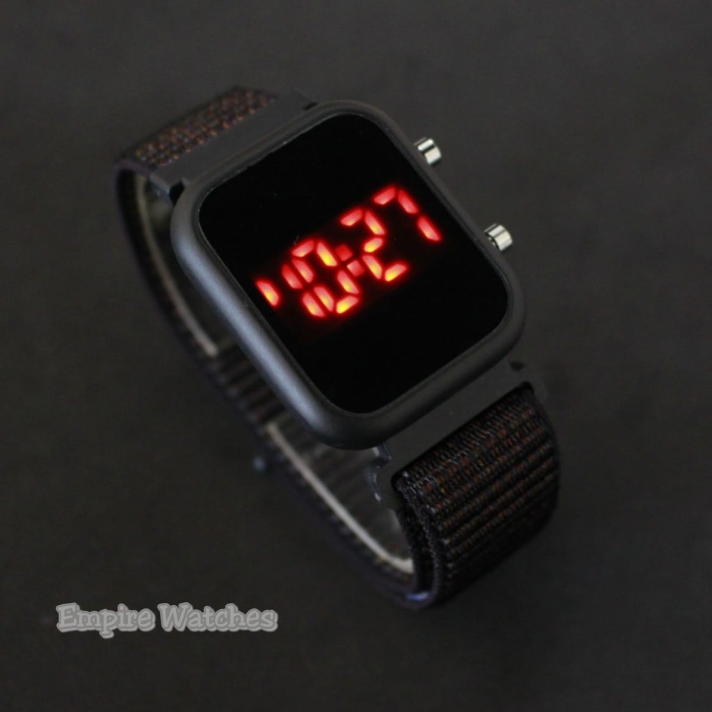 Jam Tangan LED Watch Kotak Pria Wanita Strap Nylon