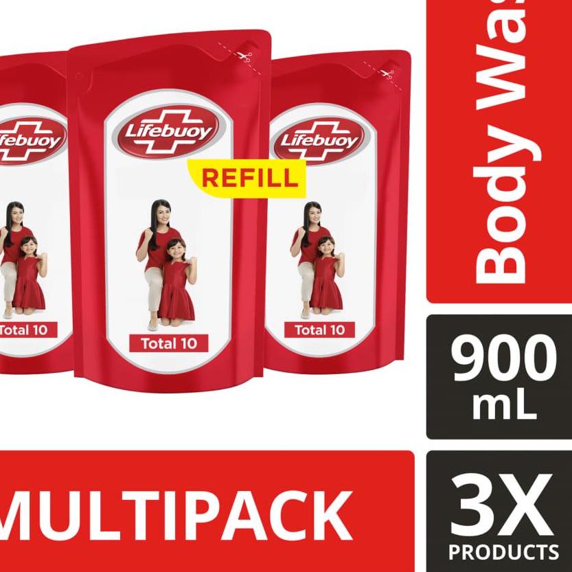 ⛄ Lifebuoy Sabun Mandi Cair Refill Total 10 900 ml - Multi Pack