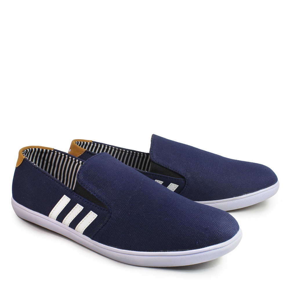 SM88 - TERBARU!! Sepatu Murah Slip On Pria Adidas D3p Navy Kasual Selop Santai Kerja Sapatu Laki