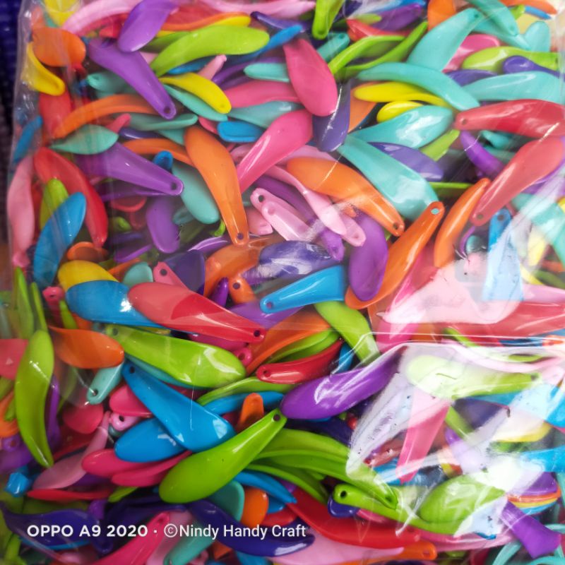 Grosir 1pon Daun Akrilik 250gram - Daun Akrilik Panjang - Manik daun - Monte Daun - Kelopak Bunga - 