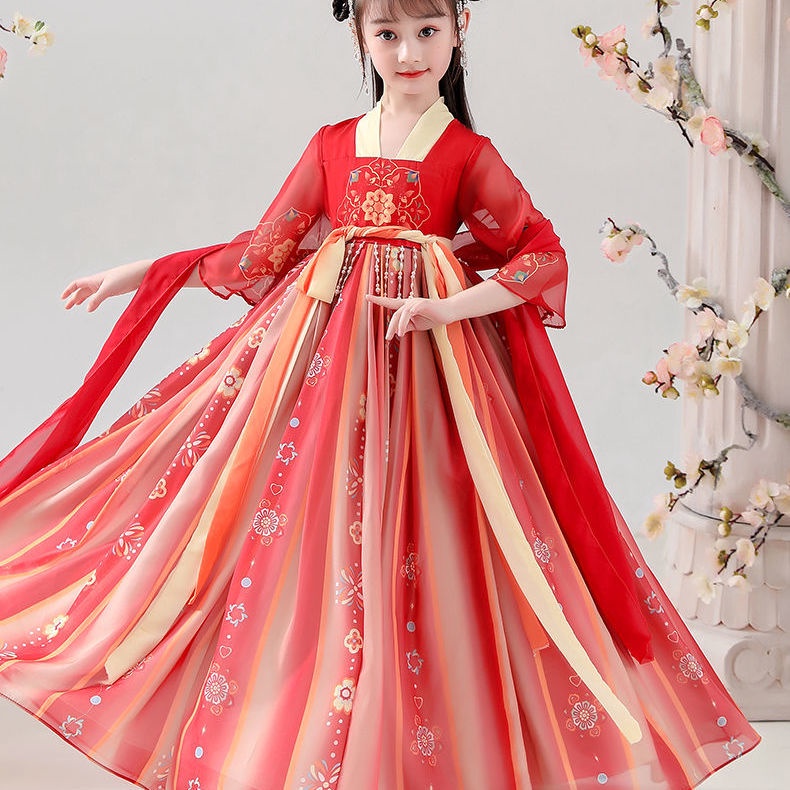 Girls' Han dress Ru skirt thin super fairy children's ancient dress little girls' Tang dress Chinese