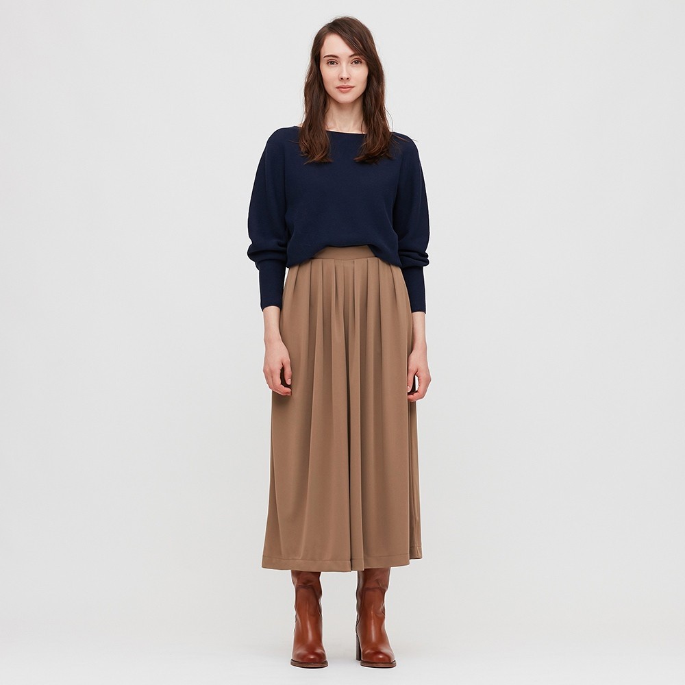 UNIQLO WOMEN Crepe Jersey Flare Wide Pants
