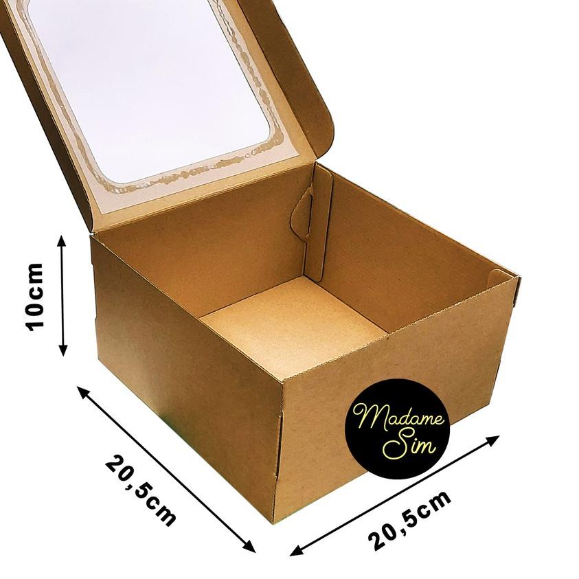 

✤ KOTAK KUE - CAKE BOX 20 x 20 x 10 CM - COKLAT + JENDELA (ISI : 10 PCS) ♠