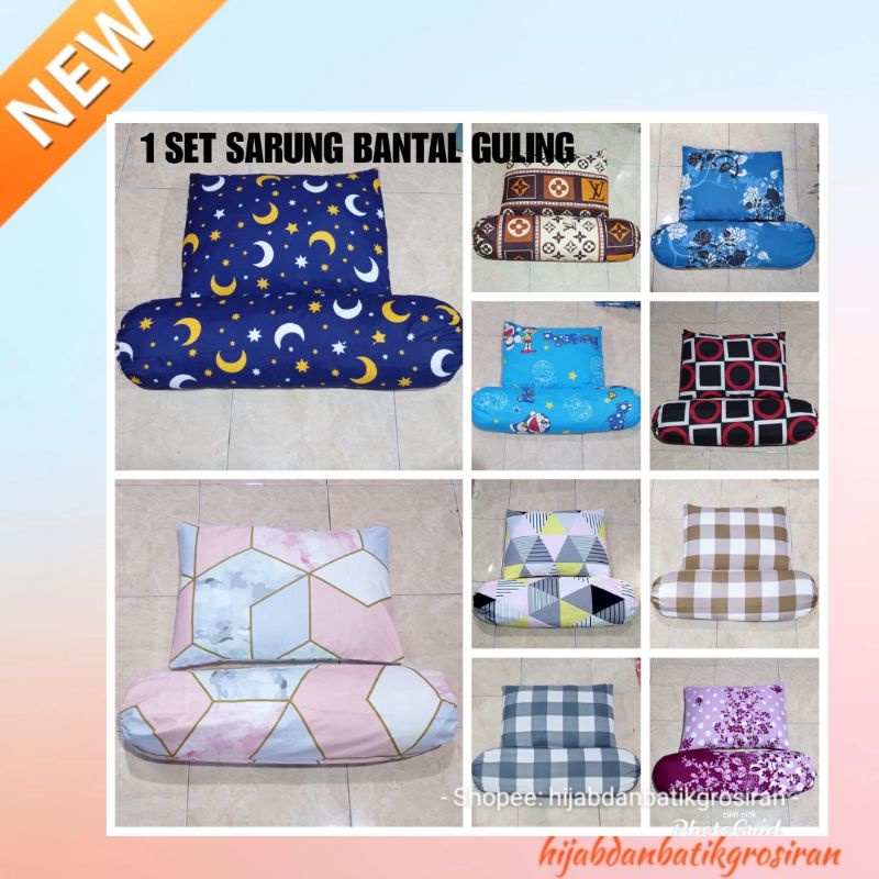 Sarung Bantal dan Guling 1set Bahan Katun