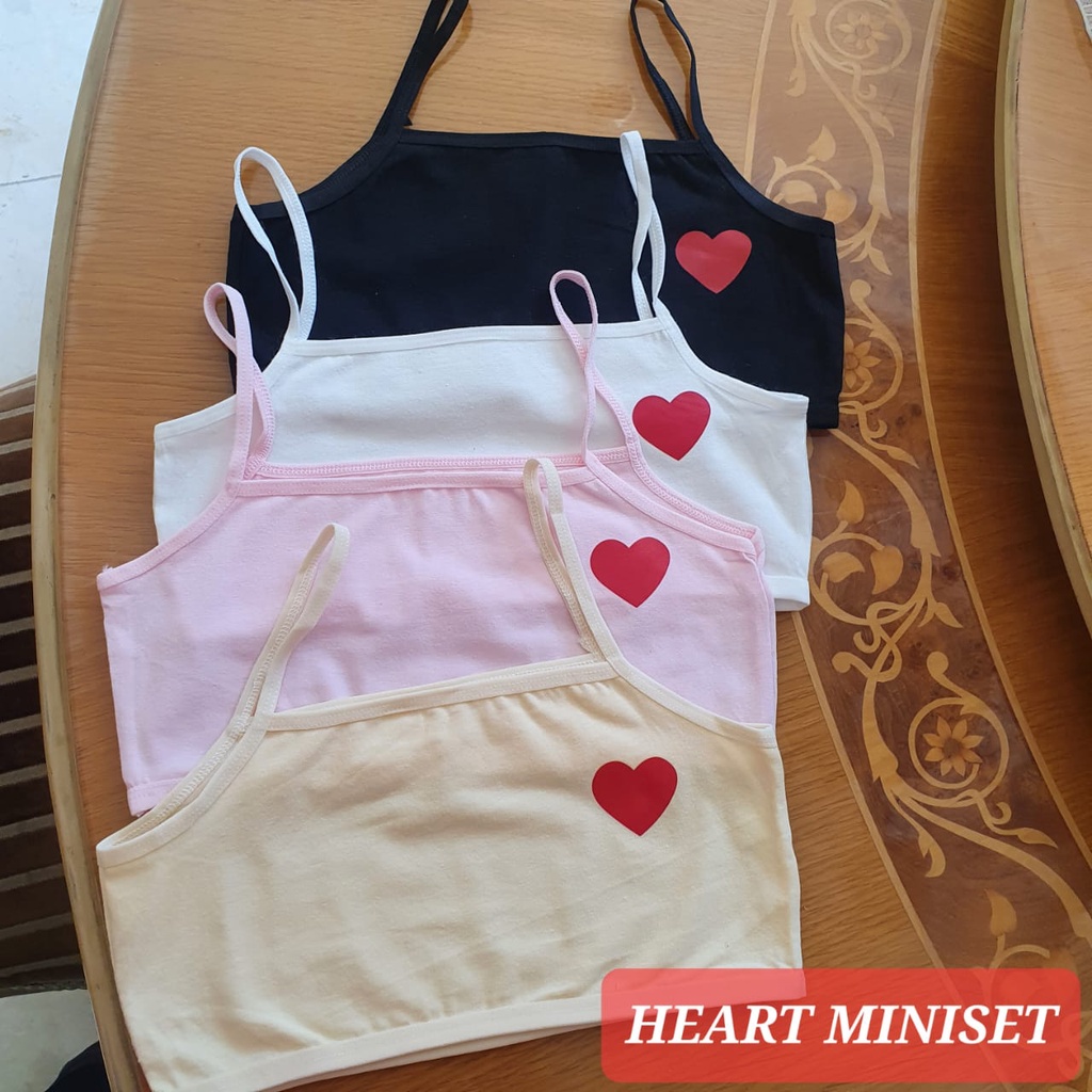 HEART MINISET PAKAIAN DALAM ANAK SD SMP REMAJA TANK TOP CROP TOP ANAK CEWEK KATUN NOT SOREX