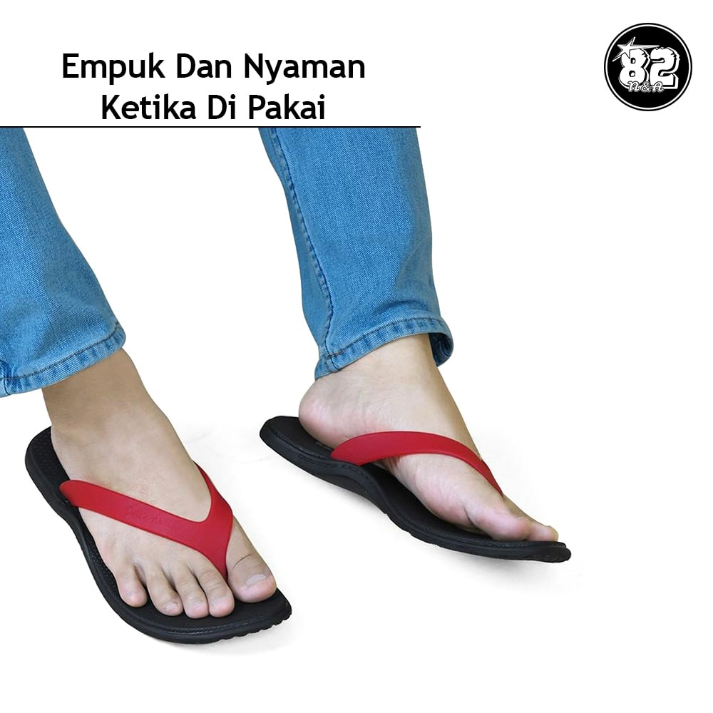 Sandal Jepit Pria Flip Flop Full Karet Art WR Original Sendal Camou Bahan Rubber Anti Licin Tali Tidak Mudah Putus Tahan Lama - Scoot Warna Hitam N82_STORE