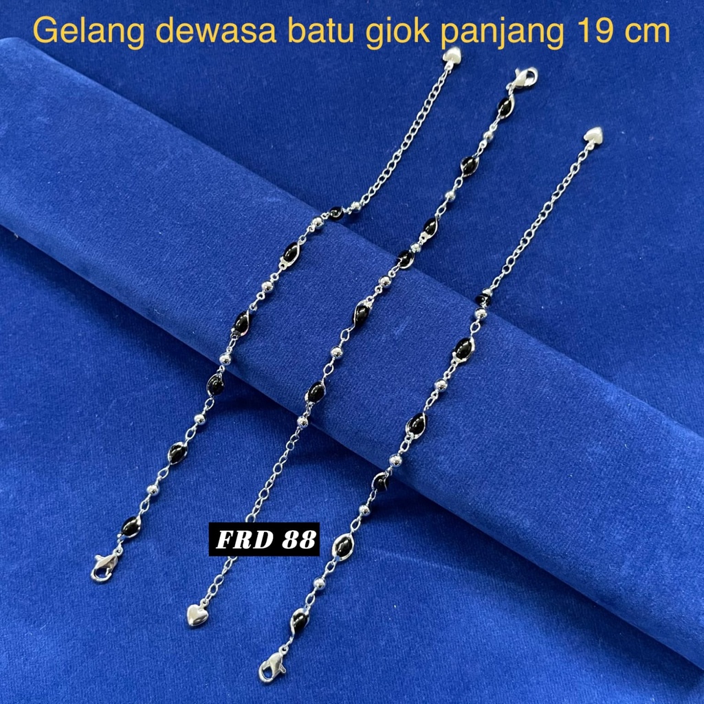 new gelang tangan wanita kominasi rantai dan giok ukuran panjang 18 cm