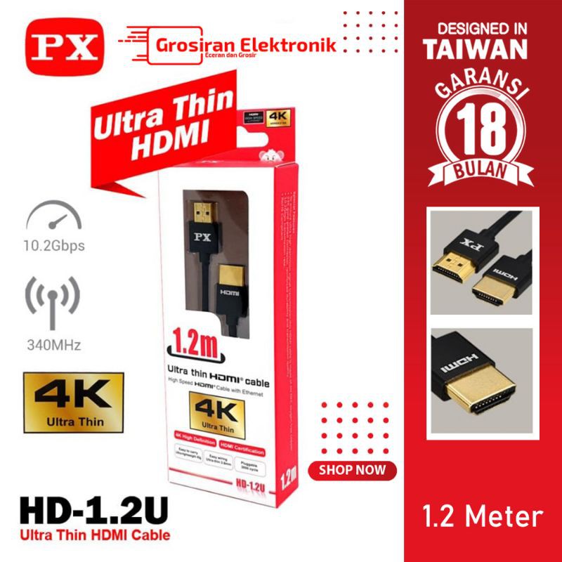 PX Kabel HDMI Gold Plated High Speed Kabel Ultra Thin HDMI Ethernet PX HD-1.2U