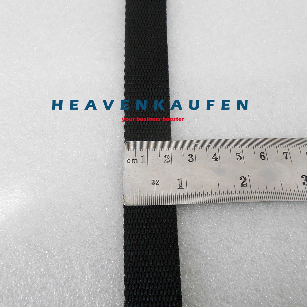 Webbing Tas YKK Polyester Bagus Lebar 2 cm Warna Hitam Harga Per Meter