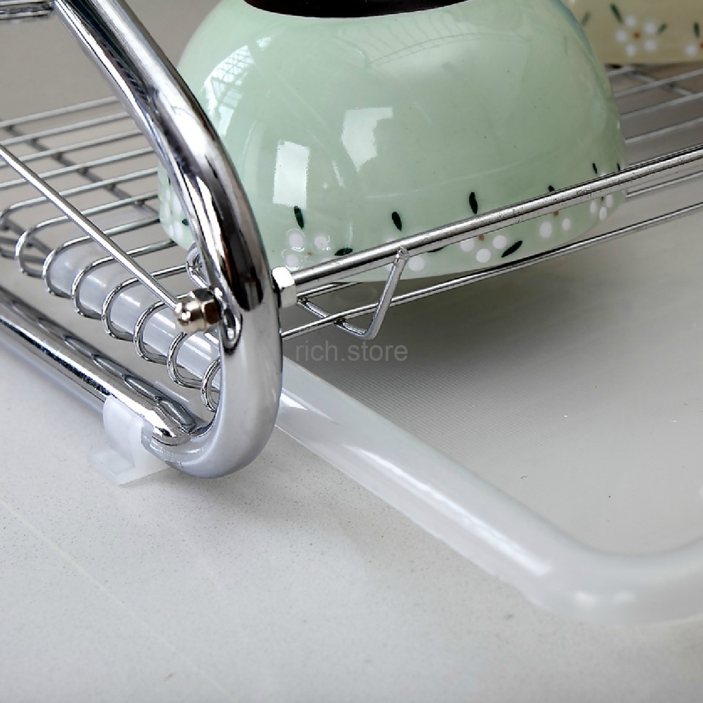 TERMURAH Dish Rack 2 Tier Stainless Steel Dish Drainer Rak Piring 2