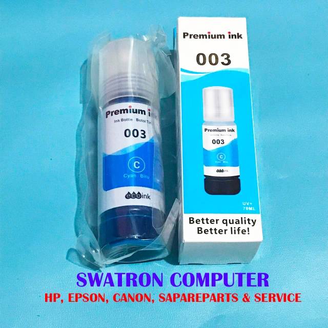 tinta premium ink 003 cyan refill printer Epson L1110 L3110 L3150 L3160 L4150 L5190 L6190 70ml