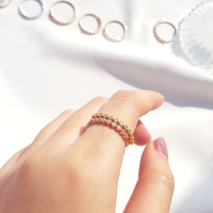 Cincin Emas Listring Bezel - Stack Ring