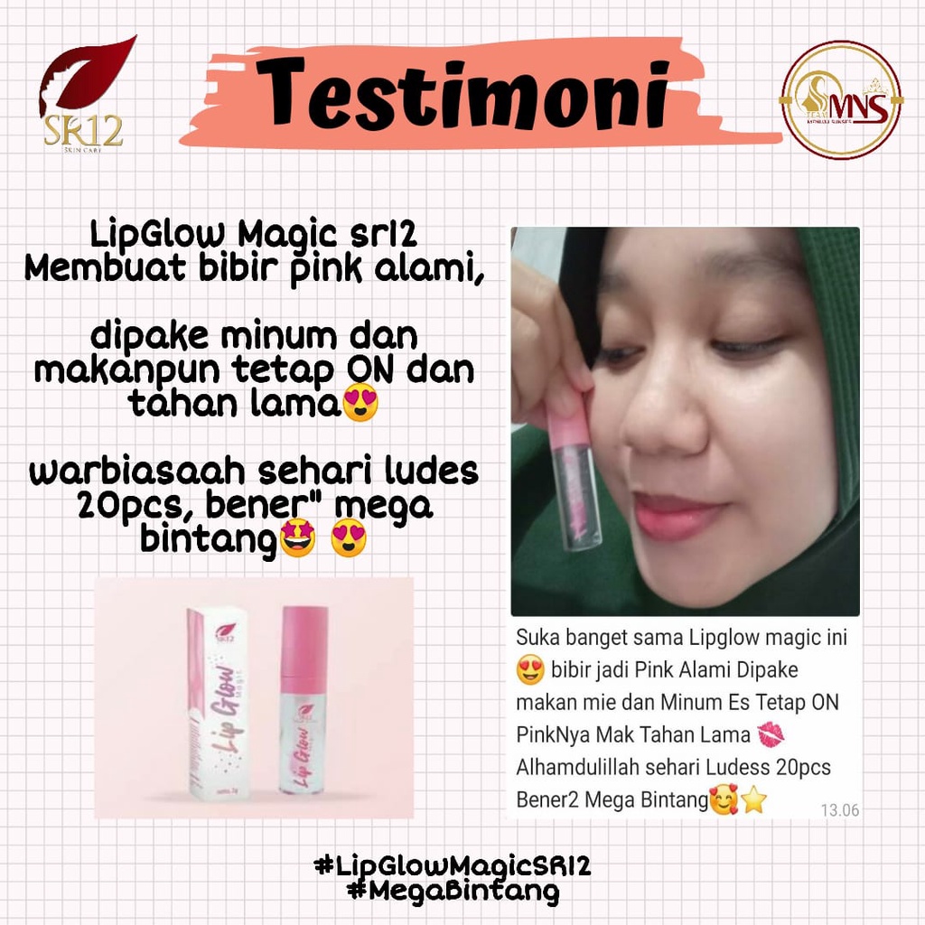 SR12 LIP GLOW MAGIC 2 GRAM / BIBIR GLOSSY / GLOWING /  WARNA BIBIR CANTIK / MELEMBABKAN BIBIR