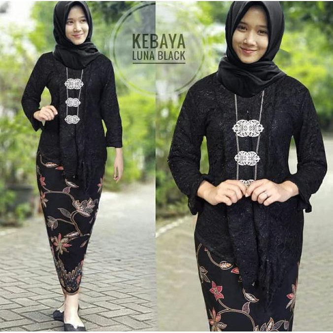 Kebaya Luna Black Hijab 0111 RJE Baju Gamis Wanita