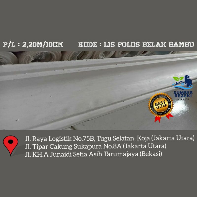 Lis/List Profil Gypsum Plafon, Motif Belah Bambu 10cm