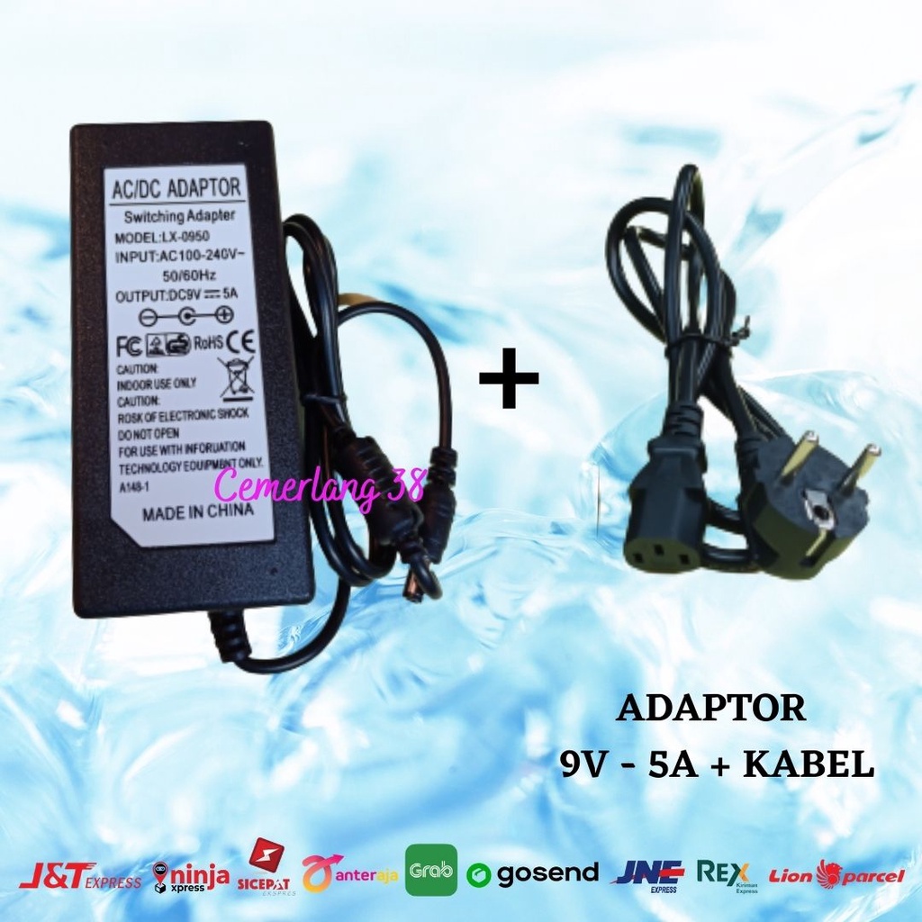 adaptor 5a 9v jack standar + Kabel Power Switching Adapter 9 V 5 A