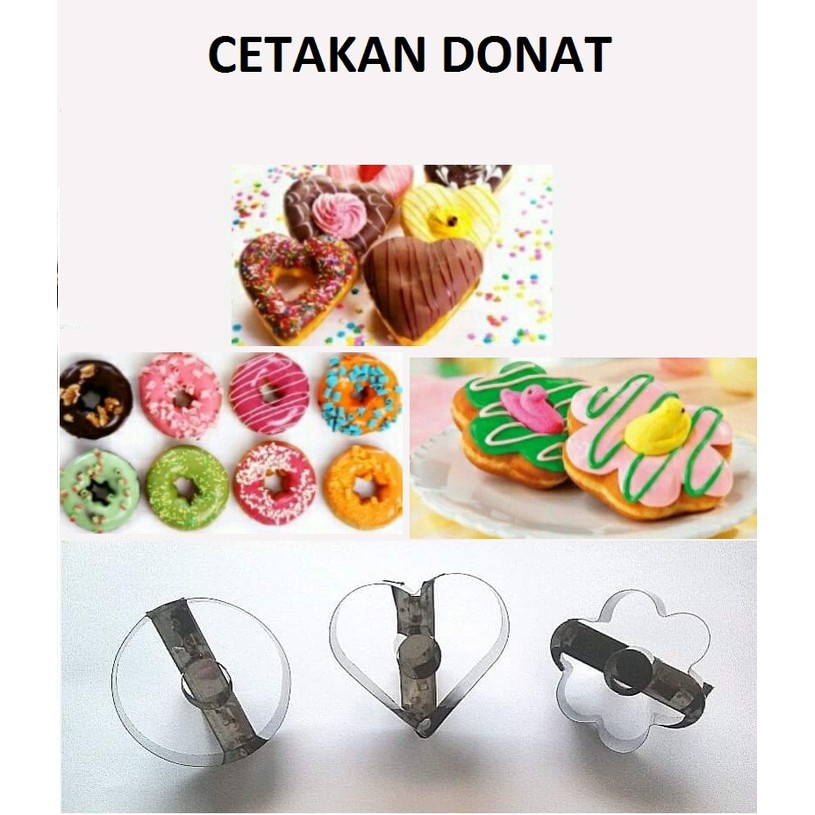 PROMO Cetakan Cutter Donat Kue Kering ala Jco Dunkin Donut Satuan Love Bulat Bunga Doughnut Unik Mur
