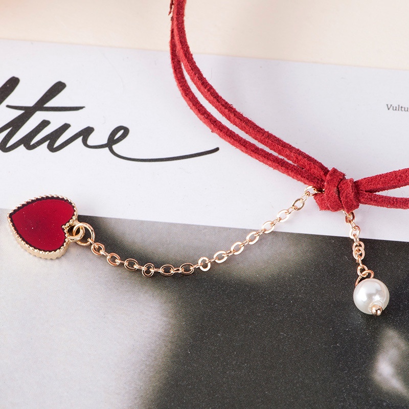 Kalung Choker Bahan Velvet Dengan Liontin Mutiara Untuk Wanita