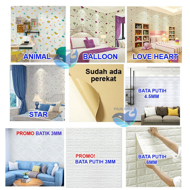 Wallpaper Dingding 3D Foam Motif Batu Bata 70 x 77 CM Dekorasi Dinding Kamar  Murah-4