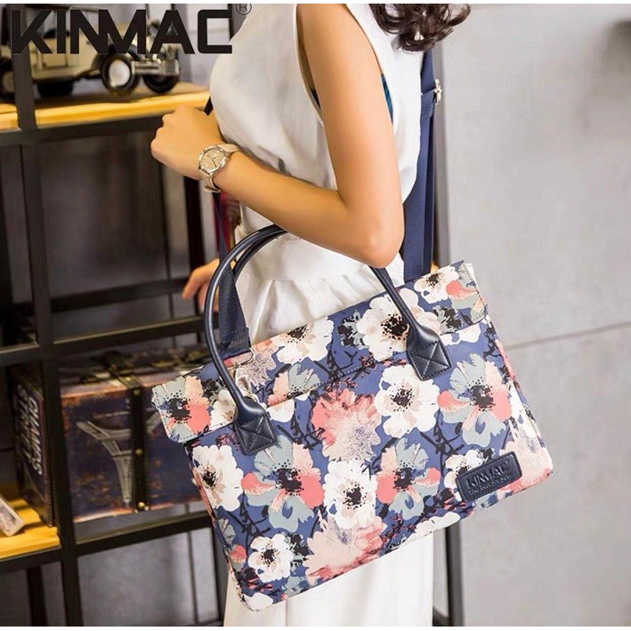 Tas Laptop 13 inch Softcase Slempang Shoulder Bag KINMAC - White Bunga