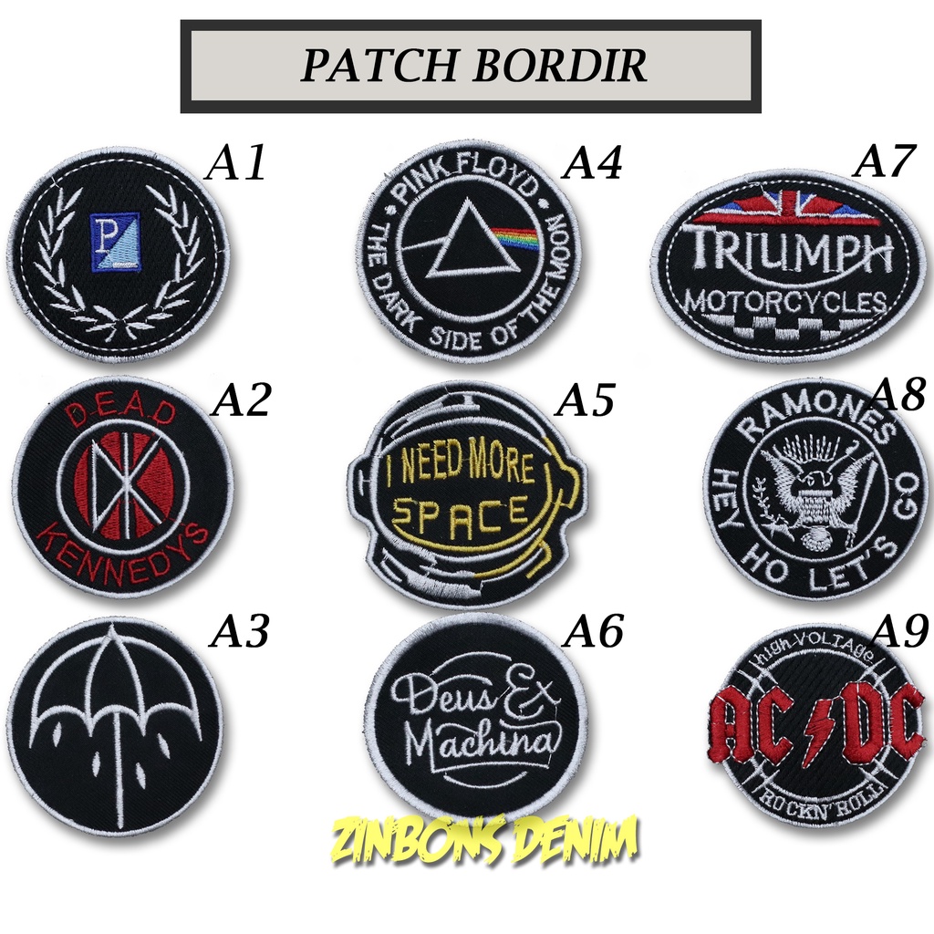 PATCH BORDIR / EMBLEM BORDIR KECIL UNTUK DI JAKET PATCH MUSIK PATCH BRAND TERLARIS