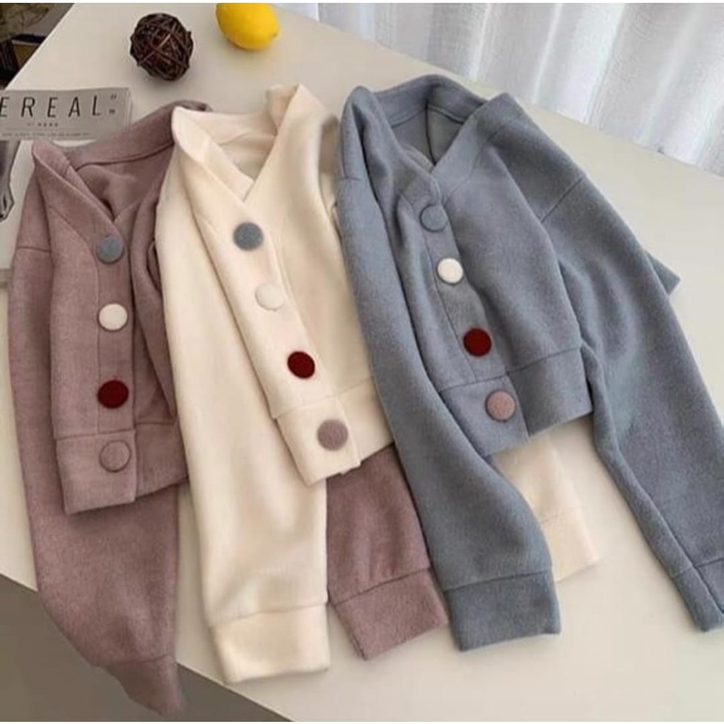 sweater croope wanita / PHARSA CROOPE BUTTON SWEATER / sweater wanita terbaru