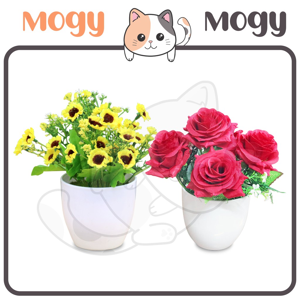 MOGYMOGY PT22 , PT23 Pot Tanaman Hias Bunga Hias Plastik Ornamen Pot Bongsai Artificial Flower Decoration