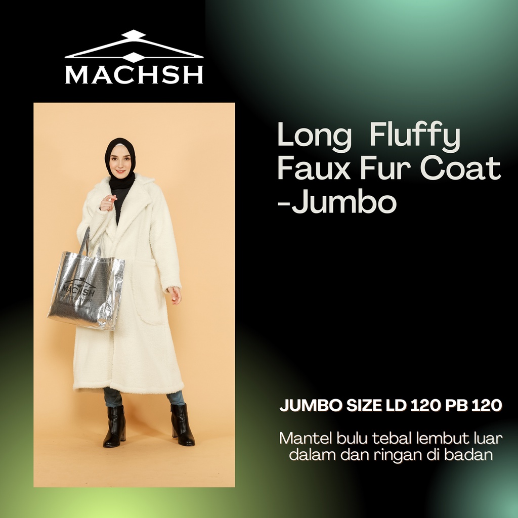 Long Fluffy Faux Fur Coat - Coat Wanita - Coat Musim Dingin  Jumbo