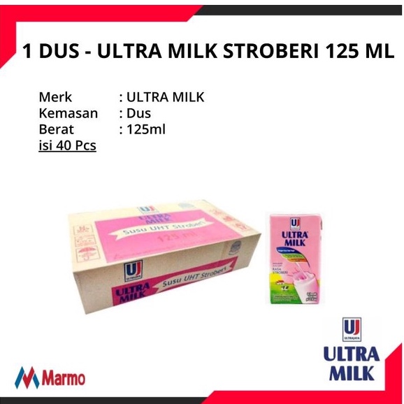 

SUSU UHT ULTRA MILK STRAWBERRY 125 ml x 40 pcs - 1 DUS