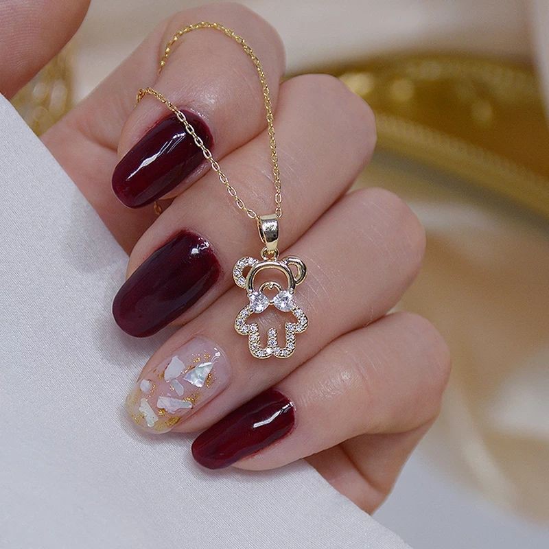 Kalung Liontin Zircon - Beruang 14k