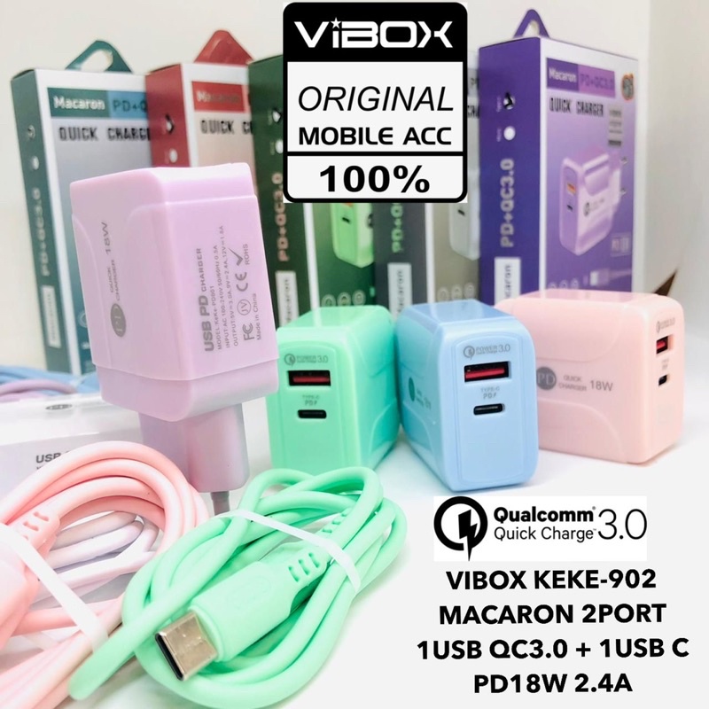 Charger 65W Macaron Travel Adaptor Colokan USB +PD Port 5G QC3.0 Quick Charging Micro Cable