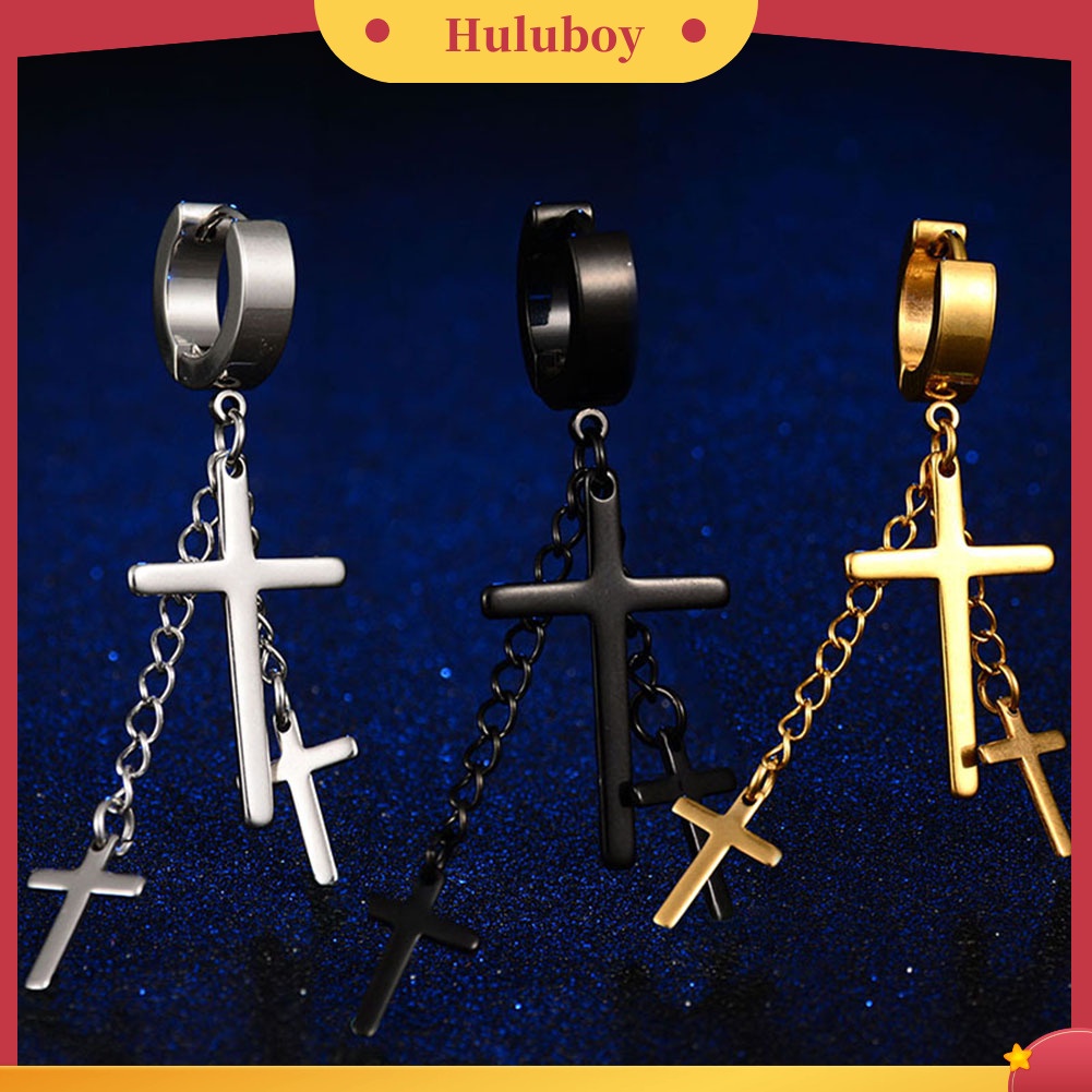 Hu Hu Hu Hu Hu Alat Bantu Pasang Kacamata♡ Anting Gantung Model Salib Banyak Lapis Gaya Punk Untuk Wanita